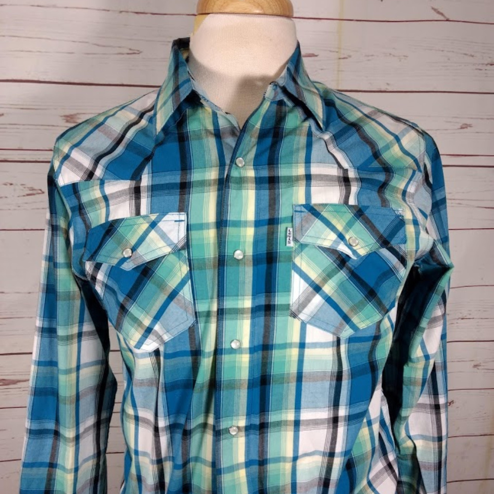 Levis Pearl Snap Mens Long Sleeve Shirt Small